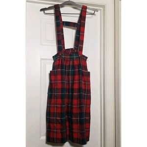 Vintage Ralph Lauren Plaid Wool Skirt Suspenders Girls Size 10 Holidays Acadamia